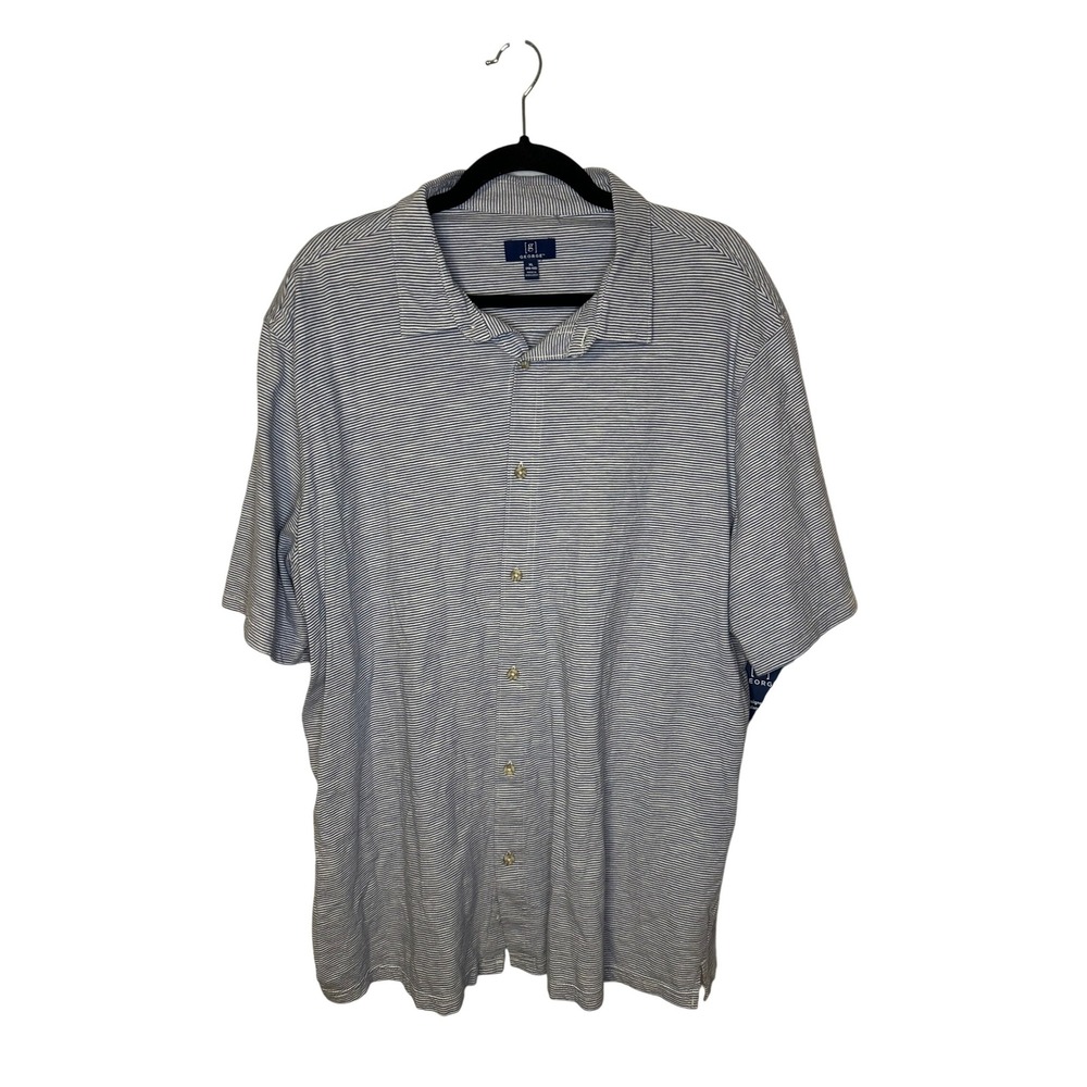 George Mens XL Striped Knit Button Down Short Sleeve‎ Shirt Casual NWT